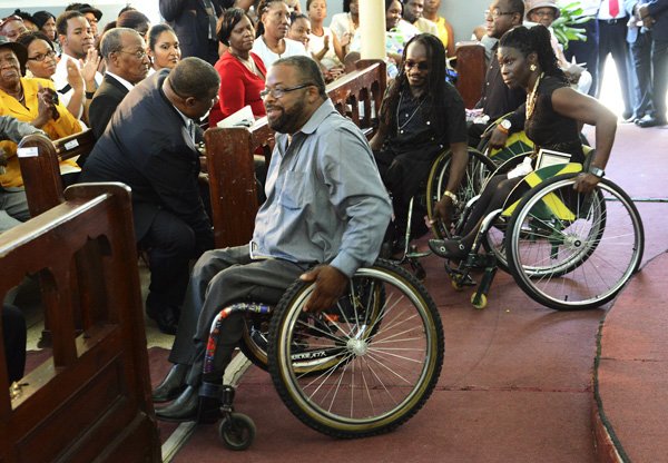 Rudolph Brown/Photographer
Service of thanksgiving for the 140th Anniversary of the City of Kingston and The Achievements of the London 2012 Olympians and Paralympians " Repairing the Breach, Restoring the Treasure" at the East Queen Street Baptist Church on East Queen Street in Kingston on Sunday, October 14, 2012