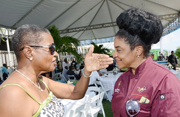 Ricardo Makyn/Staff Photographer 
Mrs Headley Samuels giving congrats to Jacqui Tyson whose from Thought to Finish managed the PAJ/Sagicor brunch

____________



Press Association of Jamaica Brunch  on Sunday 24.11.2013