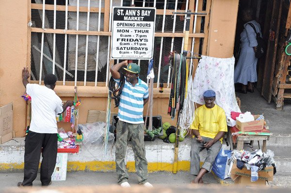 Jermaine Barnaby/Photographer
Vendors outside the St Ann's bay market during a tour of parish capital, St Ann's Bay on Saturday March 21, 2014.