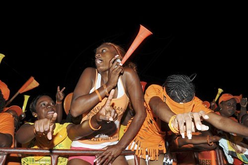 Ian Allen/Photographer 
PNP supporters at their party's mass meeting in Mandeville on Sunday.