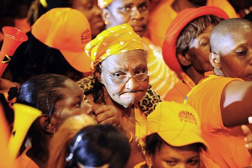 Ian Allen/Photographer 
PNP supporters at a mass meeting in Mandeville.