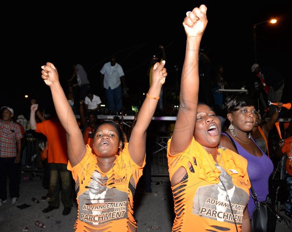 Jermaine Barnaby/Photographer
supporters at PNP rally in Black River, St. Elizabeth on Sunday November 22, 2015.