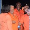 Jermaine Barnaby/Photographer
Prime Minister Portia Simpson Miller (left with back turned) has Dr Peter Phillips (second left) Dr. Fenton Ferguson (third right), Raymond Pryce (second right) and Noel Arscott were all caught in stitches on stage at the PNP rally in St Thomas on Sunday November 29, 2015.