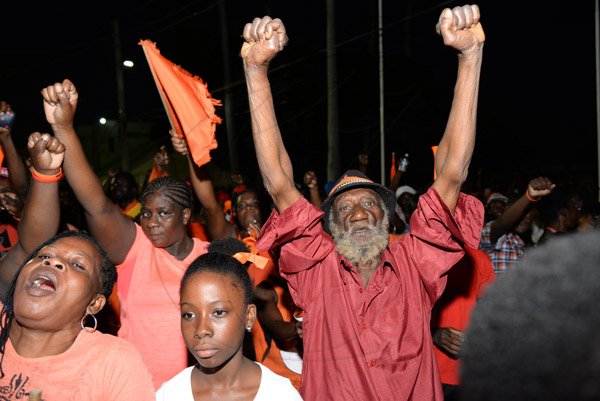 Jermaine Barnaby/Photographer
PNP supporters at the rally in St Thomas on Sunday November 29, 2015.