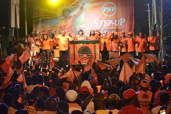 Ian Allen/PhotographerPNP meeting in Yallahs square St.Thomas.