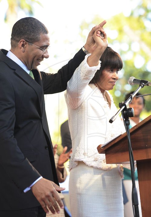 Ricardo Makyn/Staff Photographer
Swearing -In Ceremony for Prime Minister the Hon Portia Simspon-Miller at Kings House on Thursday 5.1.2012