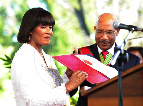 Ricardo Makyn/Staff Photographer
Swearing -In Ceremony for Prime Minister the Hon Portia Simspon-Miller at Kings House on Thursday 5.1.2012