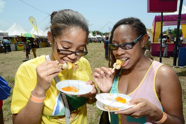 Rudolph Brown/Photographer
Suchelis Rhodd, (left) and Aisharie Rhodd at the Best Dressed Chicken Portland Jerk Festival at Folly Ruins in Portland on Sunday, July 7, 2013