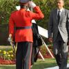 Jermaine Barnaby/Photographer
Colonel Daniel Pryce salutes US President Barrack Obama just before he laid a wreath at National Heroes Park on Thursday April 9, 2015.