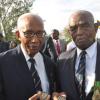 Jermaine Barnaby/Photographer
World war 11 veterans Barry Beckford (left) and major Victor Beek shows off coins they received from US President Barrack Obama just before he laid a wreath at National Heroes Park on Thursday April 9, 2015.