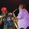 Photo by Adrian Frater
Tarrus Riley (left) and Dean Fraser perform at Rebel Salute at the Port Kaiser Sports Complex in St Elizabeth on Saturday.