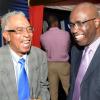 Jermaine Barnaby/ Freelance PhotographerAlan Magnus (left) and Gary Allen enjoying each others company at the RJRGLEANER CLIENT APPRECIATION AWARDS at the Sunken Gardens at Hope Botanical Gardens on Thursday, June 22, 2017.