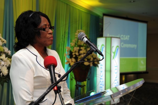 Ricardo Makyn/Staff Photographer
  Rupertia Smith Consultant,Government Business Sagicor  at the Sagicor annual GSAT awards ceremony at the Knutsford Court Hotel on Thursday 23.8.2012