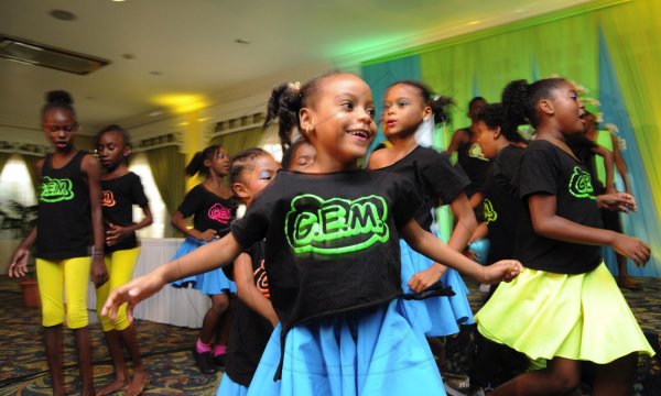 Ricardo Makyn/Staff Photographer
Members of the G.E.M Pantomime group performing at the Sagicor annual GSAT awards ceremony at the Knutsford Court Hotel on Thursday 23.8.2012