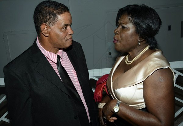 Rudolph Brown/Photographer
Janice Grant-Taffe chat with Albert Lyon at Sagicor Jamaica Group 42 Annual Corporate Awards at the Jamaica Pegasus Hotel on Wednesday, March 20, 2013