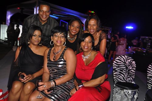 Janet Silvera Photo
 
From L- It was a night of beautiful people, and The Gleaner caught them on camera from L- front row: CVM Television's Gail Lobban and Digicel's Heather Asphall and Jacqueline Passley. From L- back row: CVM Television's Ronnie Sutherland, RJR Communications Group's Yvonne Wilks and National Netball's Mollie Rhone at Shaggy and Friends at Kings House, Kingston  last Saturday night.