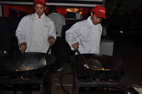 Janet Silvera Photo
Two of the country's youngest chefs, 15-year-old best friends Daniel-Niel Gordon (left) and Kyle Gooden cooking up a storm at Shaggy and Friends at Jamaica House last Saturday night.