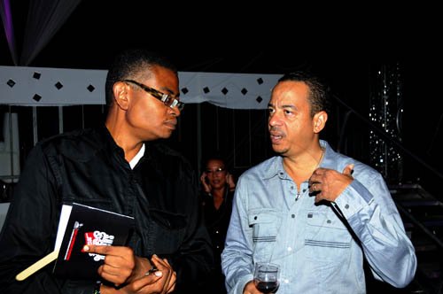 Winston Sill / Freelance Photographer
Shaggy and Friends Show, in aid of Bustamante Hospital for Children, held at Jamaica House, Hope Road on Saturday night January 7, 2012. Here are Dr.------??????? (left);and Gary Barrow (right).
