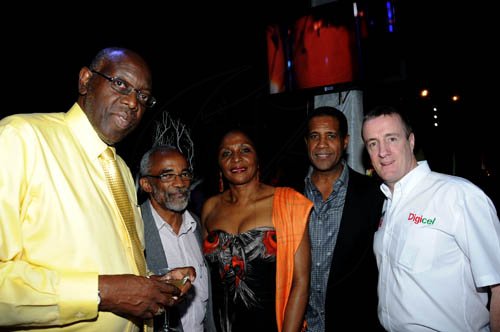 Winston Sill / Freelance Photographer
Shaggy and Friends Show, in aid of Bustamante Hospital for Children, held at Jamaica House, Hope Road on Saturday night January 7, 2012. Here are Dr. Fenton Ferguson (left); Dr. Lambert Innis (second left); Blossom Pickersgill (centre); Tanny Shirley (second right); and Mark Linehan (right).