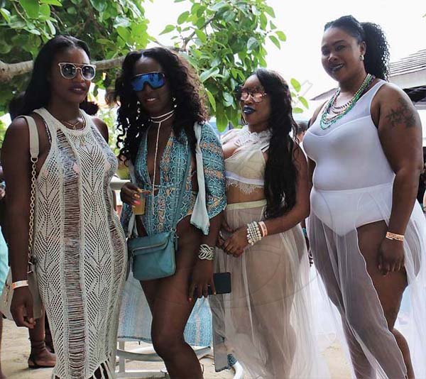 Ashley Anguin photos<\n>The lovely quartet of Jamellia Studdart poses with Peta-gay Davis, Malika Bernard and Alexia Trail hanging at Tropical Bliss in Montego Bay on Sunday.<\n><\n> *** Local Caption *** @Normal:Jamellia Studdart poses with Peta-gay Davis, Malika Bernard and Alexia Trail hanging out at Tropical Bliss in Montego Bay on Sunday.<\n>