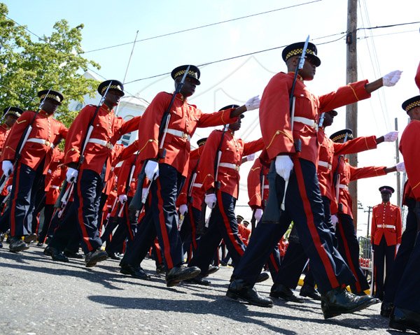 Ricardo Makyn/Staff Photographer 
The Jamaica Military Band performing at the  State opening of Parliament at Gordon House on Thursday 3.4.2014