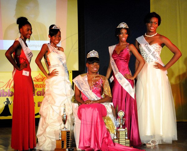 Winston Sill/Freelance Photographer
Miss Jamaica Caribbean Talented Teen 2013 show and coronation, held at Louise Bennett Garden Theatre, Hope Road on Sunday night September 1, 2013. Here are Mandie Salmon (left), 5th place; Cornelia Waugh (second left), 3rd place; Josselle Fisher (centre), winner; Danea Reid (second right) 2nd place; and Adrienne Bailey (right), 4th place.