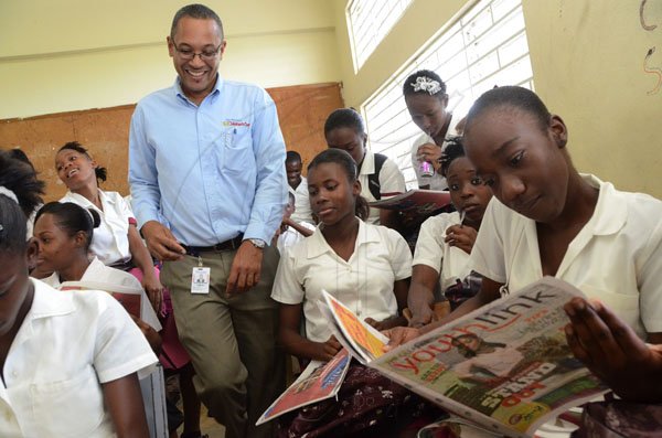 Rudolph Brown/Photographer
Christopher Barnes, Managing Director the Gleaner visit Paul Bogle Junior High, Teacher's Day 2012 in St Thomas on Monday, May 7-2012