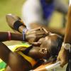 Ricardo Makyn/Staff Photographer 
 A devastated Shericka Jackson after getting injured   at the Utech Classic's held at the National stadium on Saturday 13.4.2013