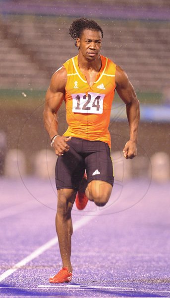 Ricardo Makyn/Staff Photographer.
Yohan Blake winner of the Mens  100 Meter in a time of 9.90 Seconds   at the Utech Classics held at the National Stadium on Saturday 15.4.2012