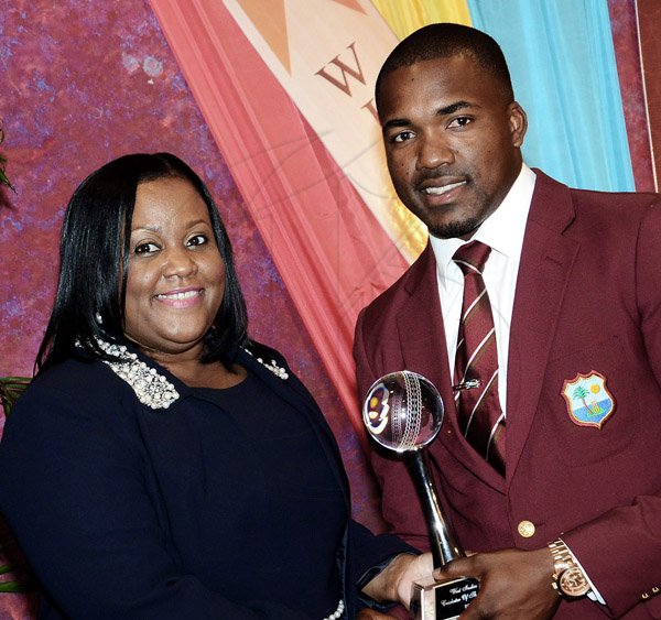 Winston Sill/Freelance Photographer
The West Indies Cricket Board Inc. (WICB) and The West Indies Players Association (WIPA) presents the WICB/WIPA 2nd Annual Awards Ceremony, held at the Jamaica Pegasus Hotel, New Kingston on Thursday night June 5, 2014. Here are Minister of Sports Natalie Neita-Headley (left); and Darren Bravo? (right).