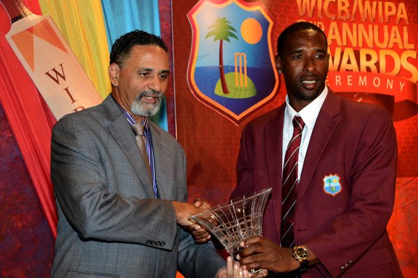 Winston Sill/Freelance Photographer
The West Indies Cricket Board Inc. (WICB) and The West Indies Players Association (WIPA) presents the WICB/WIPA 2nd Annual Awards Ceremony, held at the Jamaica Pegasus Hotel, New Kingston on Thursday night June 5, 2014. Here are Michael Hall (left); and Shane Shillingford (right).