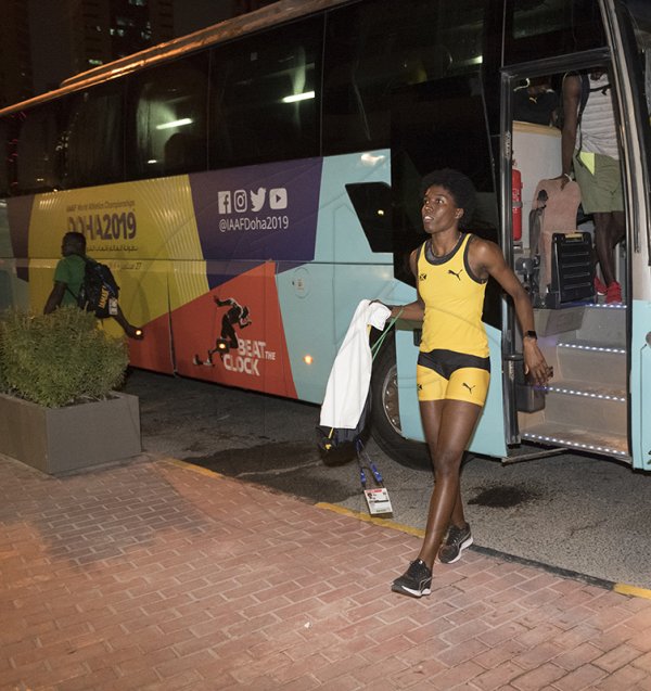 Members of the Jamaica delegation of athletes arrive
