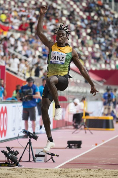 Tajay Gayle competes in the mens long jump event2019 IAAF World Athletic Championships at the Khalifa International Stadium in Doha, Qatar on Friday September 27, 2019