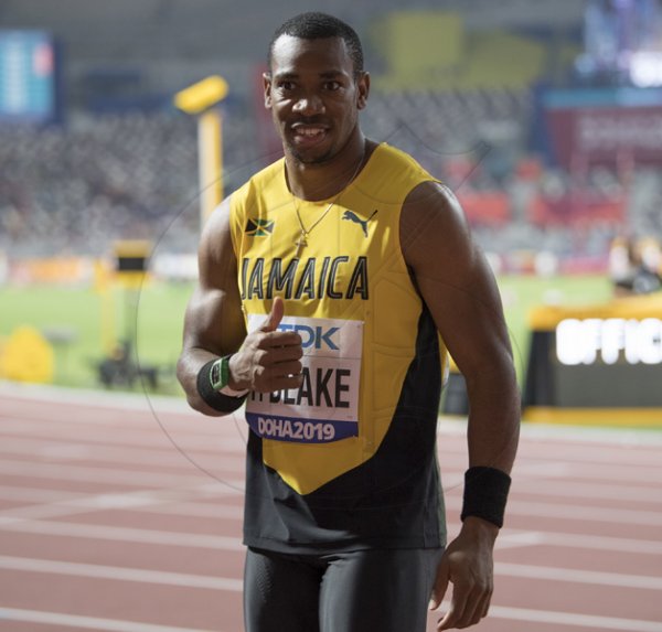 Yohan Blake moments after winning his heat in the mens 100m event2019 IAAF World Athletic Championships at the Khalifa International Stadium in Doha, Qatar on Friday September 27, 2019