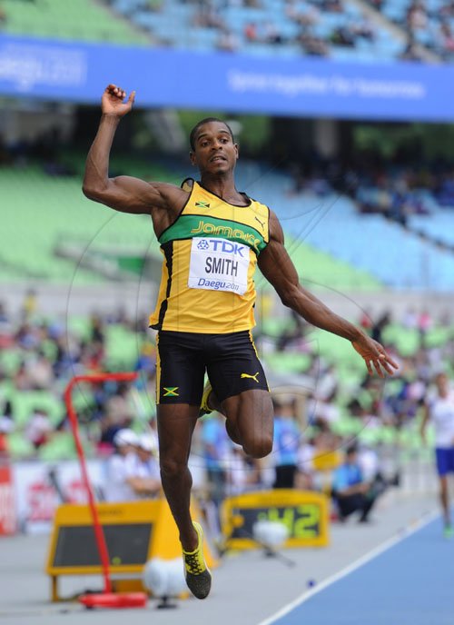 Ricardo Makyn/Staff Photographer
Jamaica?s Maurice Smith competing in the Mens long Jump