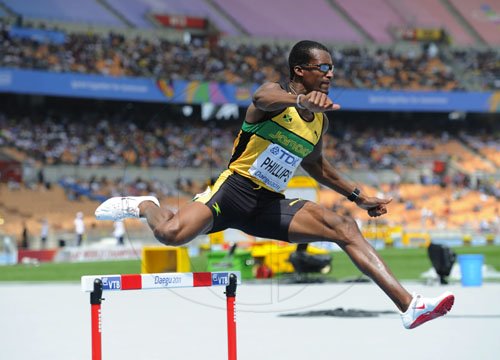 Ricardo Makyn/Staff Photographer 
Isa Phillips, mens 400 hurdles, Daegu. August 29, 2011.