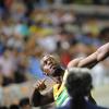 Ricardo Makyn/Staff Photographer                                  Usian Bolt celebrates after winning the 200m Semisl in Daegu.Sept.2,2011.