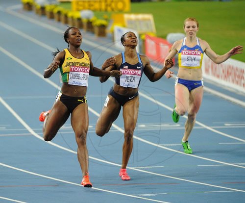 Ricardo Makyn/Staff Photographer                                   Veronica Campbell-Brown ran a stirring race to finish first in the women's 200m final at the IAAF World Championships in Daegu, South Korea. Sept.2,2011.