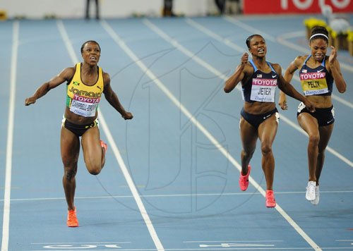 Ricardo Makyn/Staff Photographer                                   Veronica Campbell-Brown ran a stirring race to finish first in the women's 200m final at the IAAF World Championships in Daegu, South Korea. Sept.2,2011