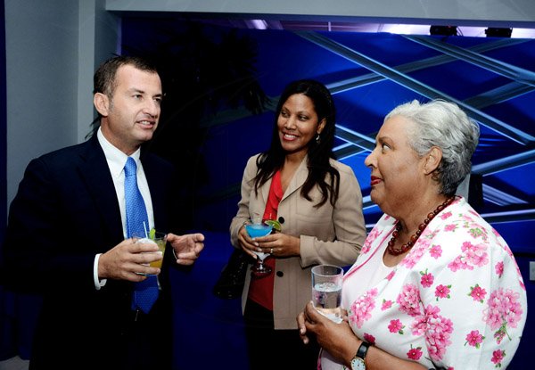 Winston Sill/Freelance Photographer
PUBLIC AFFAIRS :----- J Wray and Nephew Limited, a Gruppo Campari Company present the Official Opening of the JWN Corporate Office,  at Dominica Drive, New Kingston on Thursday night April 10, 2014. Here are Ugo Fiorenzo (left), of Wray and Nephew; Nicola Madden-Greig (centre); and Marjorie Kennedy (right).