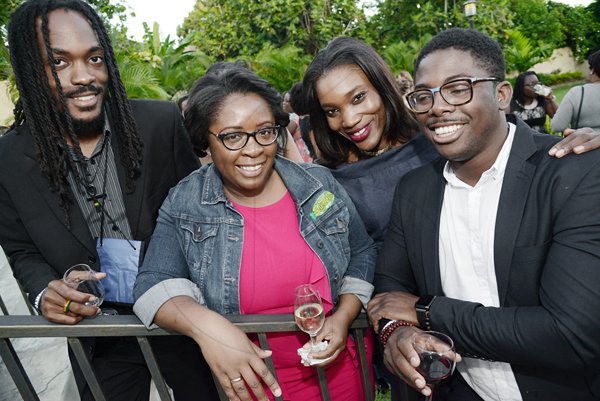 Rudolph Brown/PhotographerSweetie Confectionery's Patria-Kaye Aarons (second left) is enjoying the company of fellow go-getters. From left: Kadeem Petgrave, Tishauna Mullings and Javette Nixon.
