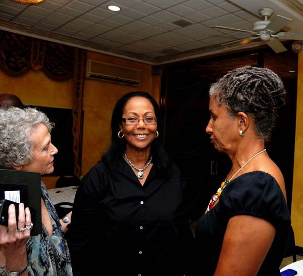 Winston Sill / Freelance Photographer
National Dance Theatre Company (NDTC) 50th Anniversary Awards Ceremony, held at Mona Visitors' Lodge, UWI, Mona on Sunday night October 28, 2012. Here are Melanie Graham (left); Dr. Monika Lawrence (centre); and Judith Wedderburn (right).