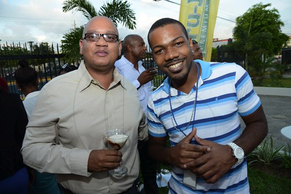 Rudolph Brown/Photographer
Leighton Davis, (left) Executive Producers of Home Sweet Home chat with Sanjay Smith at Adam and Eve Day Spa Spatastic week media launch at the new location on Tobago Avenue in New Kingston on Friday, April 17 2013