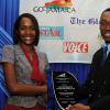 Gladstone Taylor / Photographer

The Gleaner's Roland Booth, presents Terry-Ann Burrell of OGM Integrated Communications with the award for Highest Volume Placed Online - Agency.

Jamaica Gleaner hosts advertisers appreciation and agency awards luncheion held at the jamaica Pegasus, kingston