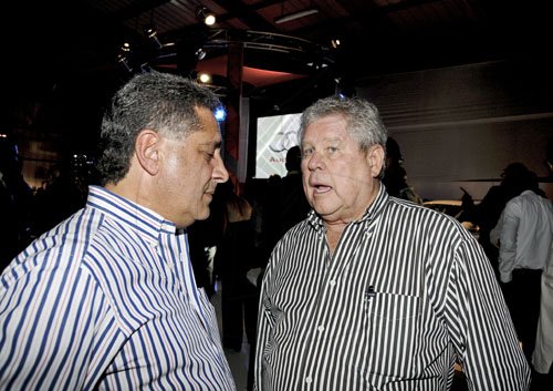 -- business -- 

THE STRIPED DUO

Winston Sill / Freelance Photographer
ATL Group chairman Gordon 'Butch' Stewart (right) and MegaMart owner Gassan Azan seen at the ATL Autohaus launch of the new Audi A6 at the Sandals Hanger, Tinson Pen Kingston Wednesday night.


--------------------------------/

ALT Autohaus launch new Audi A6 motor car, held at Sandals Hangar, Tinson Pen Aerodrome, Marcus Garvey Drive on Wednesday night January 18, 2012. Here are Gassan Azan (left); and Butch Stewart (right).