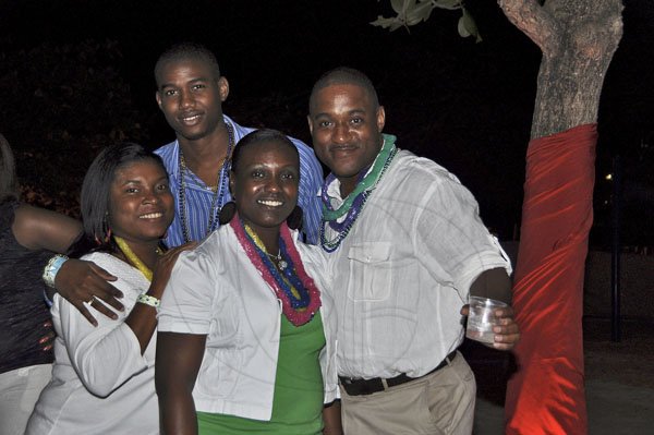Janet Silvera
From L- Digicel's Monique Harding, Racquel Graham, Ricky Purkiss and Steffan-Chad Haughton (in back) in a celebratory mood at former co-worker Audi Allen-Lawson's farewell party at the Aquasol Theme Park, Montego Bay, last Friday night