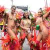 Patrick Planter/ PhotographerGal pals (from left) Renee Rickhi, Francisca Griffiths and Brianna Reynolds are seen 'wining like they're single' on Bacchanal Jamaica Road March. Bacchanal Jamaica Road March on Sunday April 23, 2017 at 9:00am