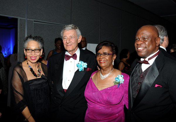 Winston Sill/Freelance Photographer
The Jamaican Bar Association (JBA) Annual Awards  Banquet, held at the Jamaica Pegasus Hotel, New Kingston on Friday night July 12, 2013. Here are Justice Hillary Phillips (left); Hugh Hart (second left), honouree; Justice Marva Lois McIntosh (second right), honouree; and Ian Wilkinson  (right), President, JBA.