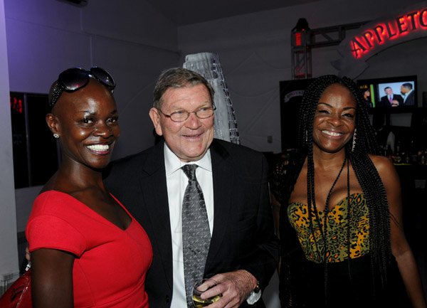 Winston Sill / Freelance Photographer
Silver Star Motors host Reception to launch new A-Class  Mercedes-Benz, held at South Camp Road on Friday night April 12, 2013. Here ----???? (left); Richard Stewart (centre); and ----???? (right).
