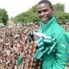Rudolph Brown/Photographer
Calabar High School captain and star performer, Michael O’Hara holding trophy at the Calabar high school celebration at the school after their victory on Saturday at champs, March 28, 2015.